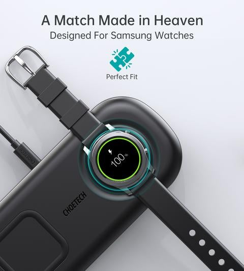 Choetech T570-S 2-in-1 Wireless Charger, 10W Max Wireless Charging Pad with Adapter for Galaxy Watch V28-ELECHOT570S