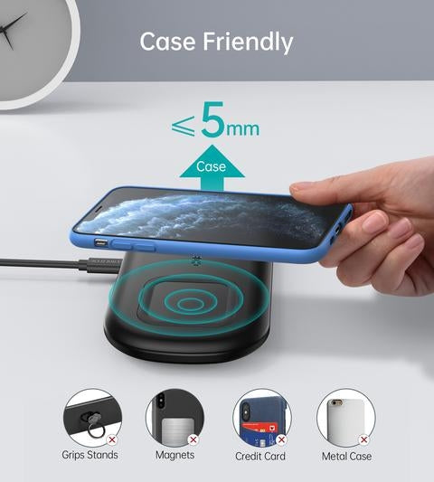Choetech T570-S 2-in-1 Wireless Charger, 10W Max Wireless Charging Pad with Adapter for Galaxy Watch V28-ELECHOT570S