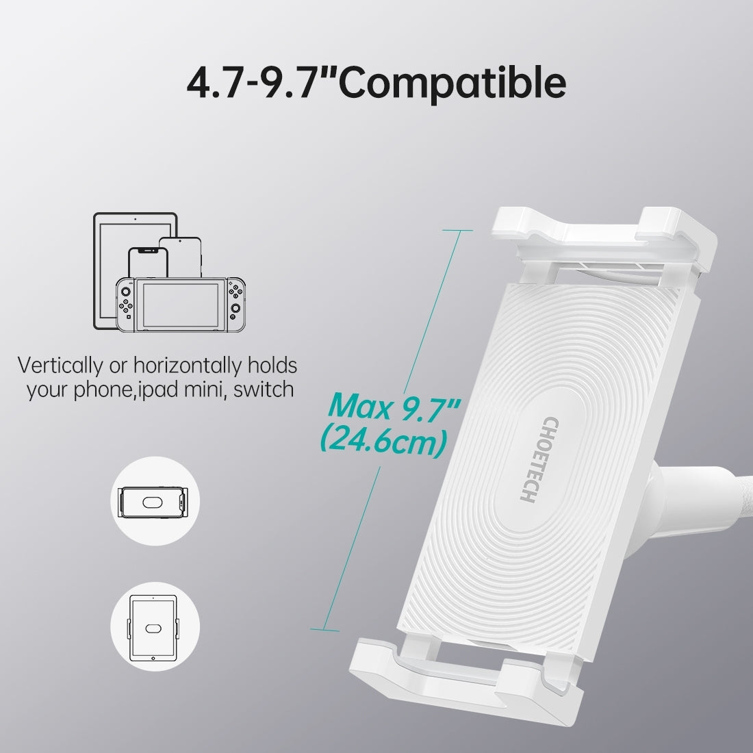 CHOETECH T584-F 2-in-1 15W Phone Mount with Fast Wireless Charger (for 4-7 inch) V28-ELECHOT584F