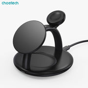 CHOETECH T587-F 3-in-1 Magnetic Wireless Charger Station for iPhone 12/13/14/AirPods Pro/iWatch V28-ELECHOT587F