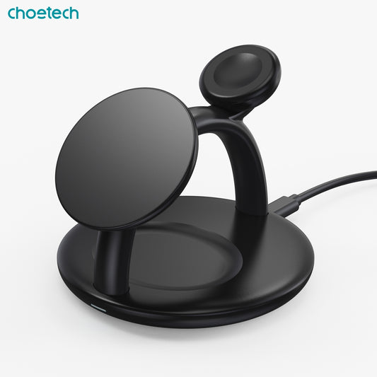 CHOETECH T587-F 3-in-1 Magnetic Wireless Charger Station for iPhone 12/13/14/AirPods Pro/iWatch V28-ELECHOT587F