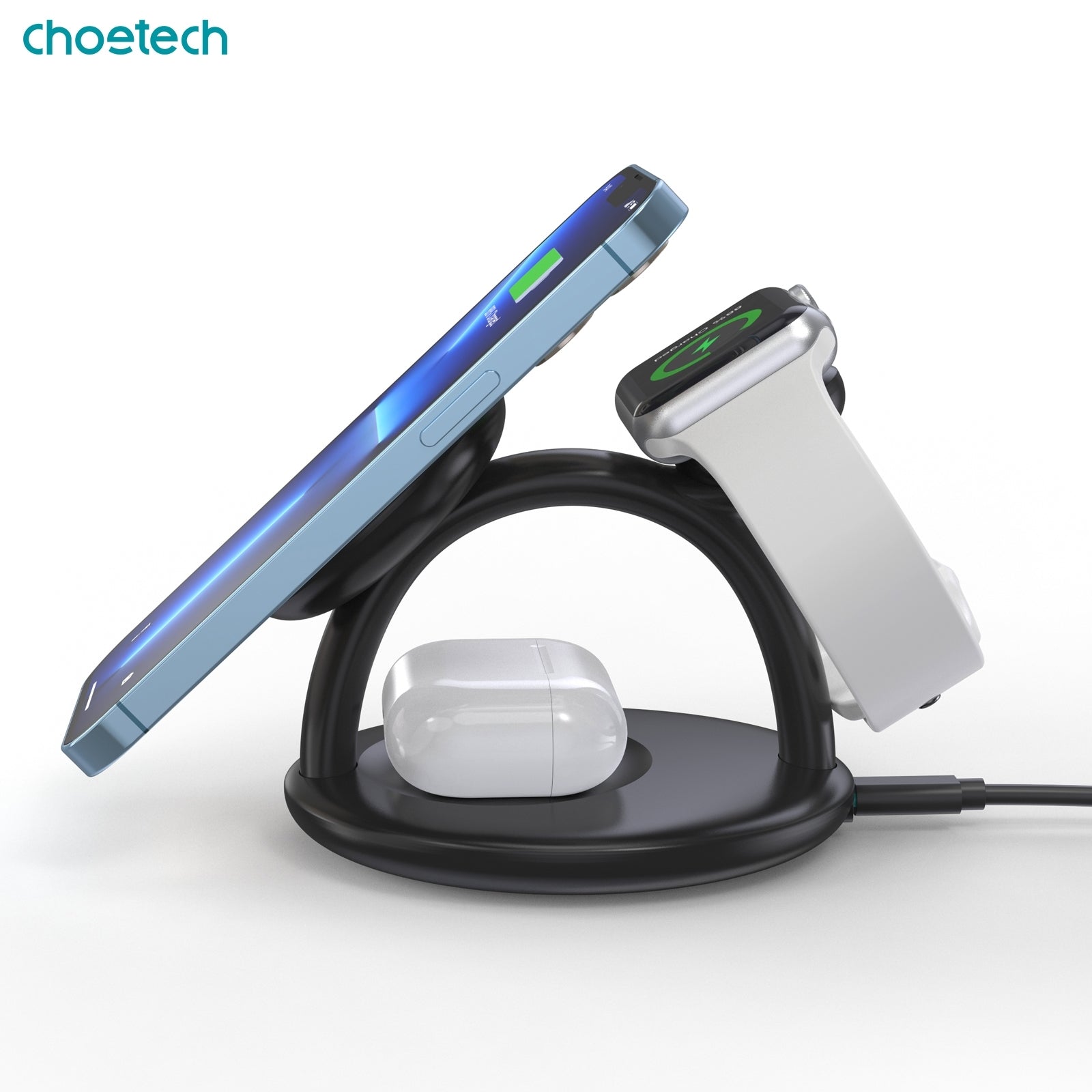 CHOETECH T587-F 3-in-1 Magnetic Wireless Charger Station for iPhone 12/13/14/AirPods Pro/iWatch V28-ELECHOT587F