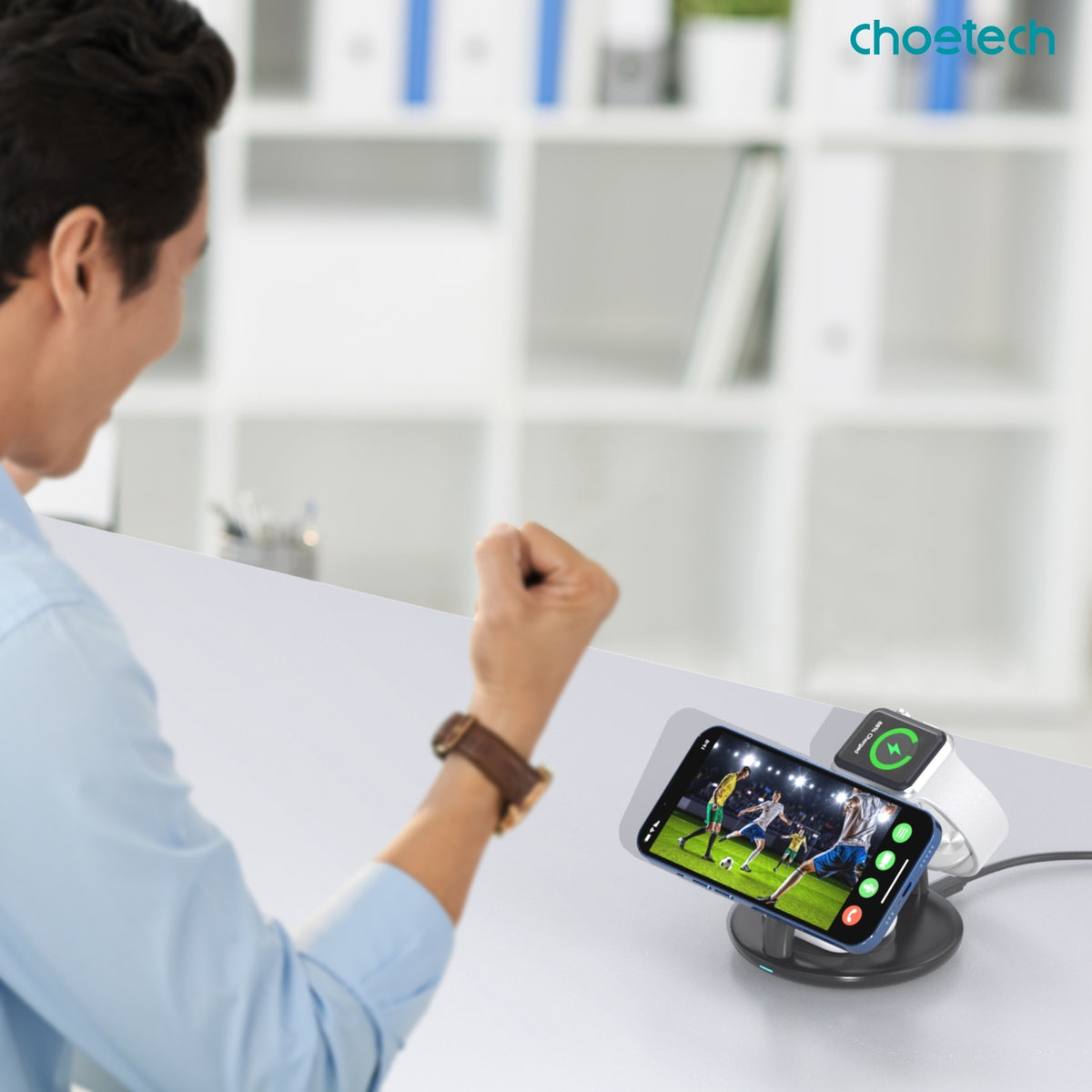 CHOETECH T587-F 3-in-1 Magnetic Wireless Charger Station for iPhone 12/13/14/AirPods Pro/iWatch V28-ELECHOT587F