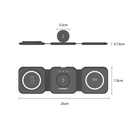 CHOETECH T588-F-BK 3-in-1 Foldable Fast Wireless Charger for Phone/Watch/Earphone V28-ELECHOT588FBK