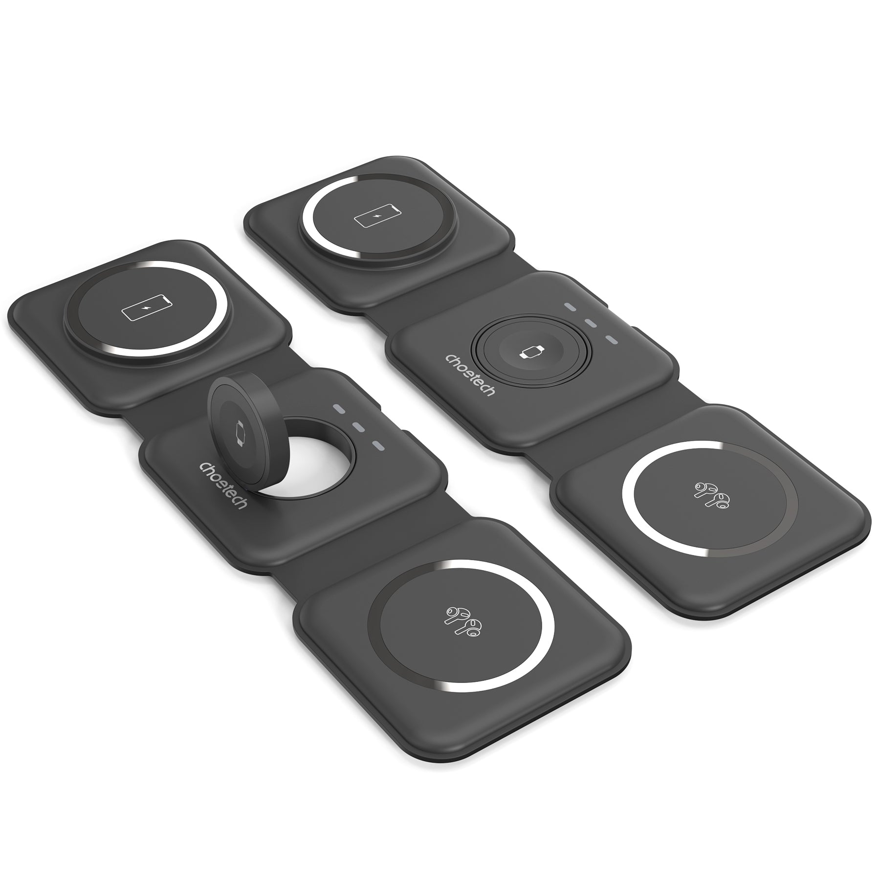 CHOETECH T588-F-BK 3-in-1 Foldable Fast Wireless Charger for Phone/Watch/Earphone V28-ELECHOT588FBK