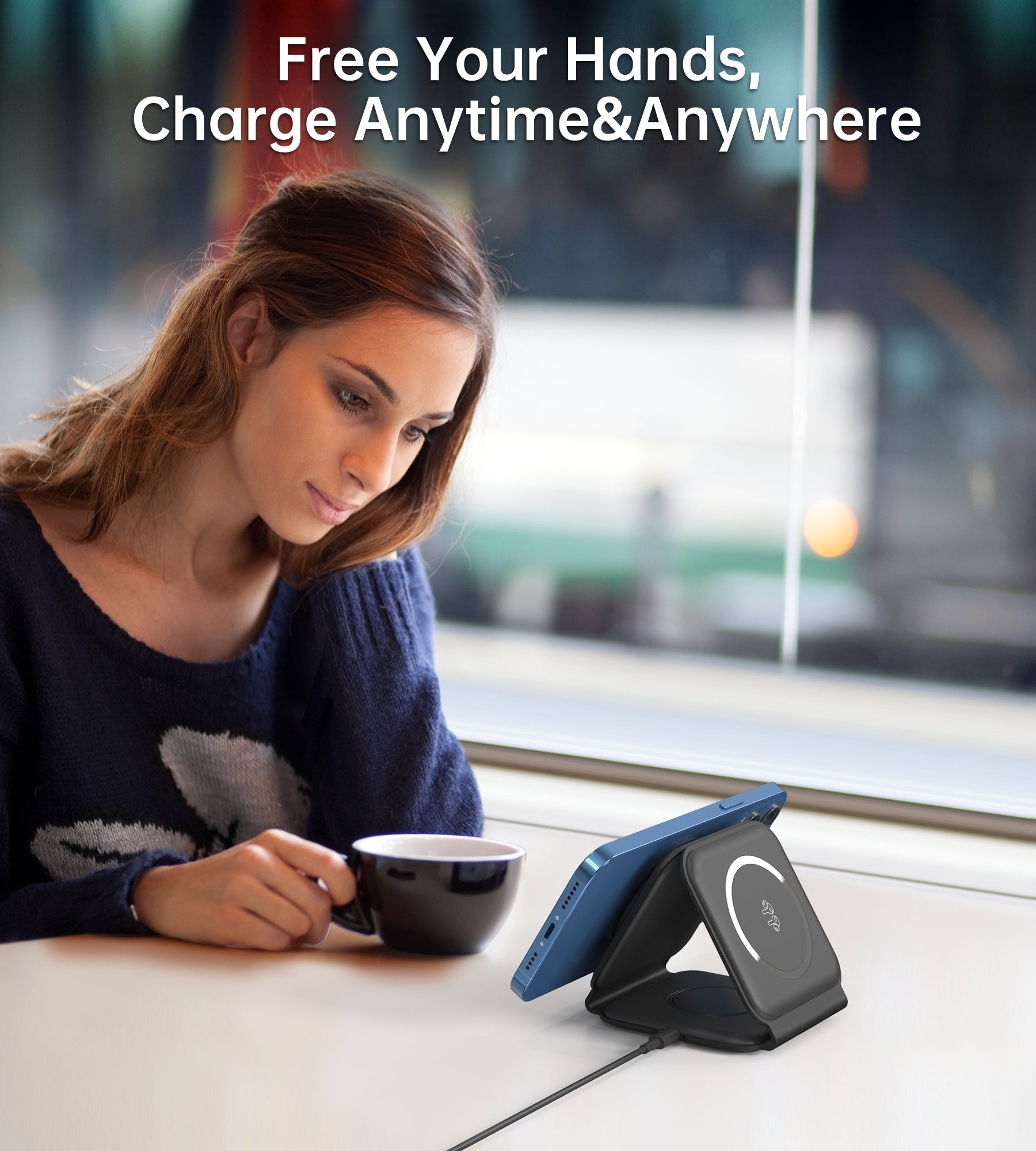 CHOETECH T588-F-BK 3-in-1 Foldable Fast Wireless Charger for Phone/Watch/Earphone V28-ELECHOT588FBK