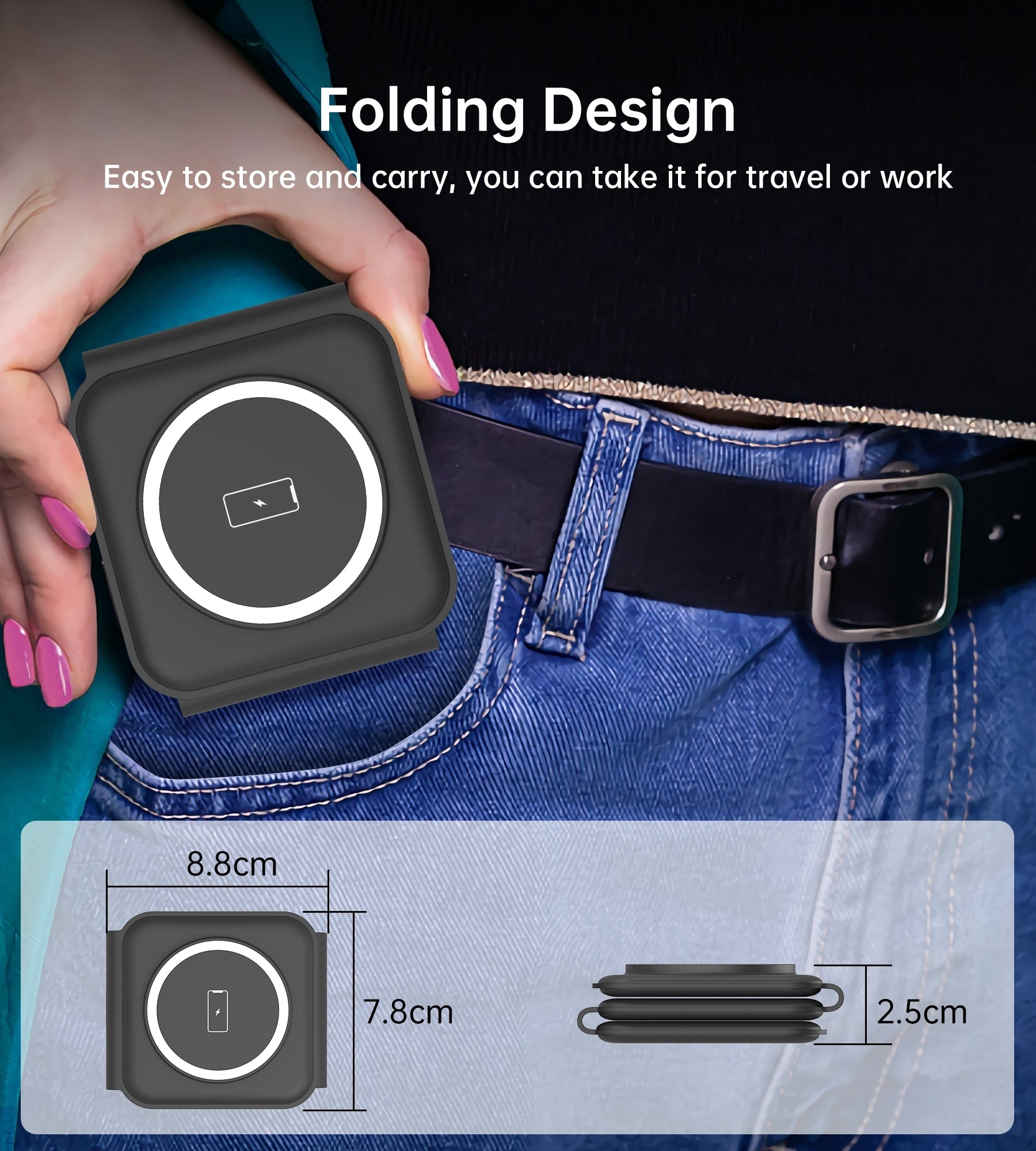 CHOETECH T588-F-BK 3-in-1 Foldable Fast Wireless Charger for Phone/Watch/Earphone V28-ELECHOT588FBK