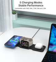 CHOETECH T588-F-BK 3-in-1 Foldable Fast Wireless Charger for Phone/Watch/Earphone V28-ELECHOT588FBK