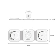 CHOETECH T588-F-WH 3-in-1 Foldable Fast Wireless Charger for Phone/Watch/Earphone V28-ELECHOT588FWH