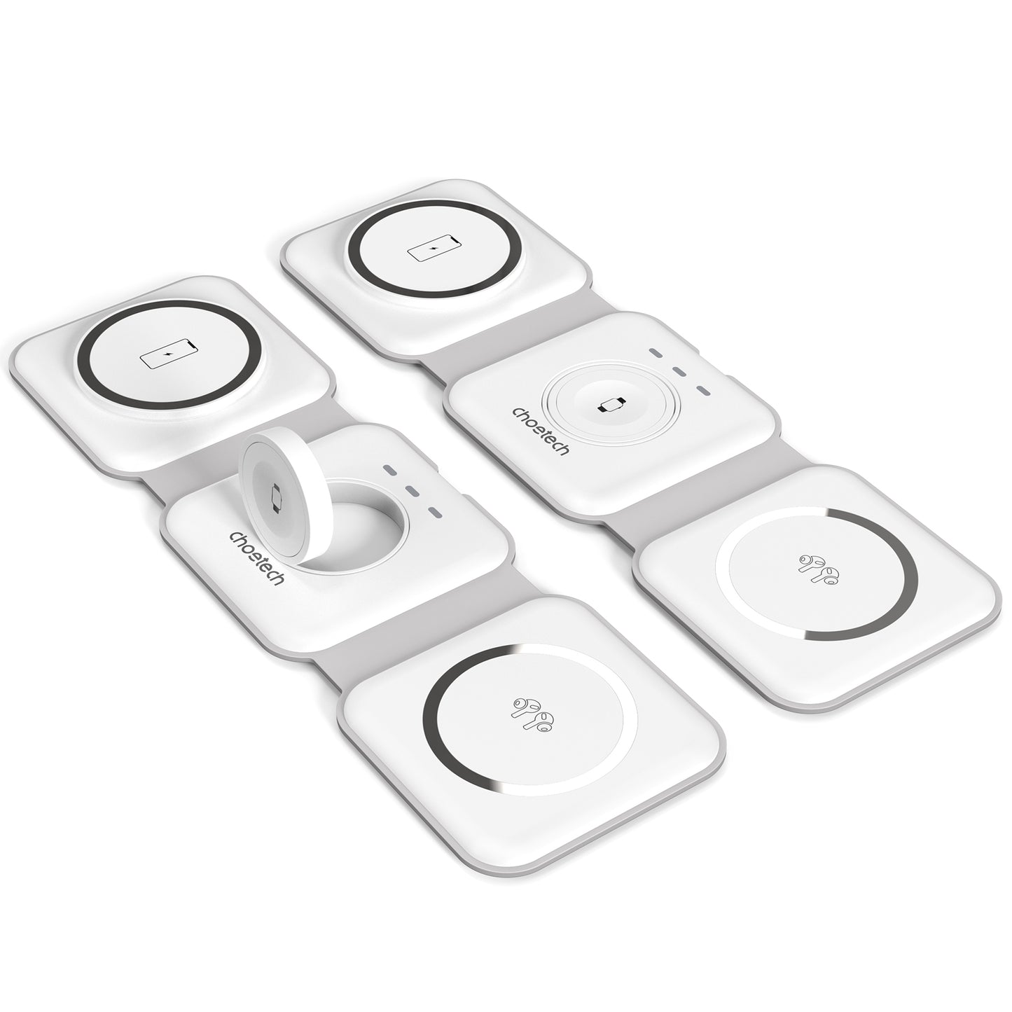 CHOETECH T588-F-WH 3-in-1 Foldable Fast Wireless Charger for Phone/Watch/Earphone V28-ELECHOT588FWH