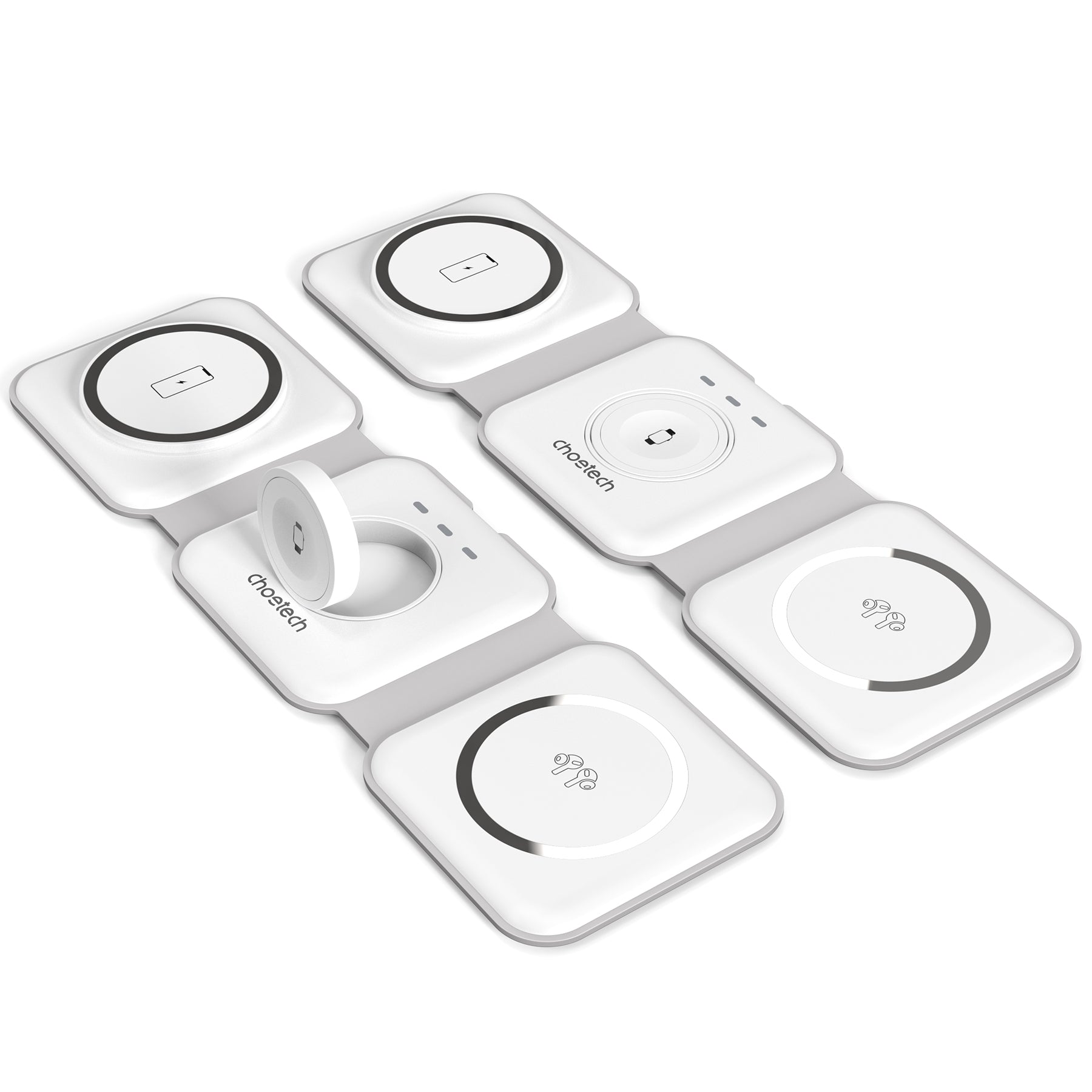 CHOETECH T588-F-WH 3-in-1 Foldable Fast Wireless Charger for Phone/Watch/Earphone V28-ELECHOT588FWH