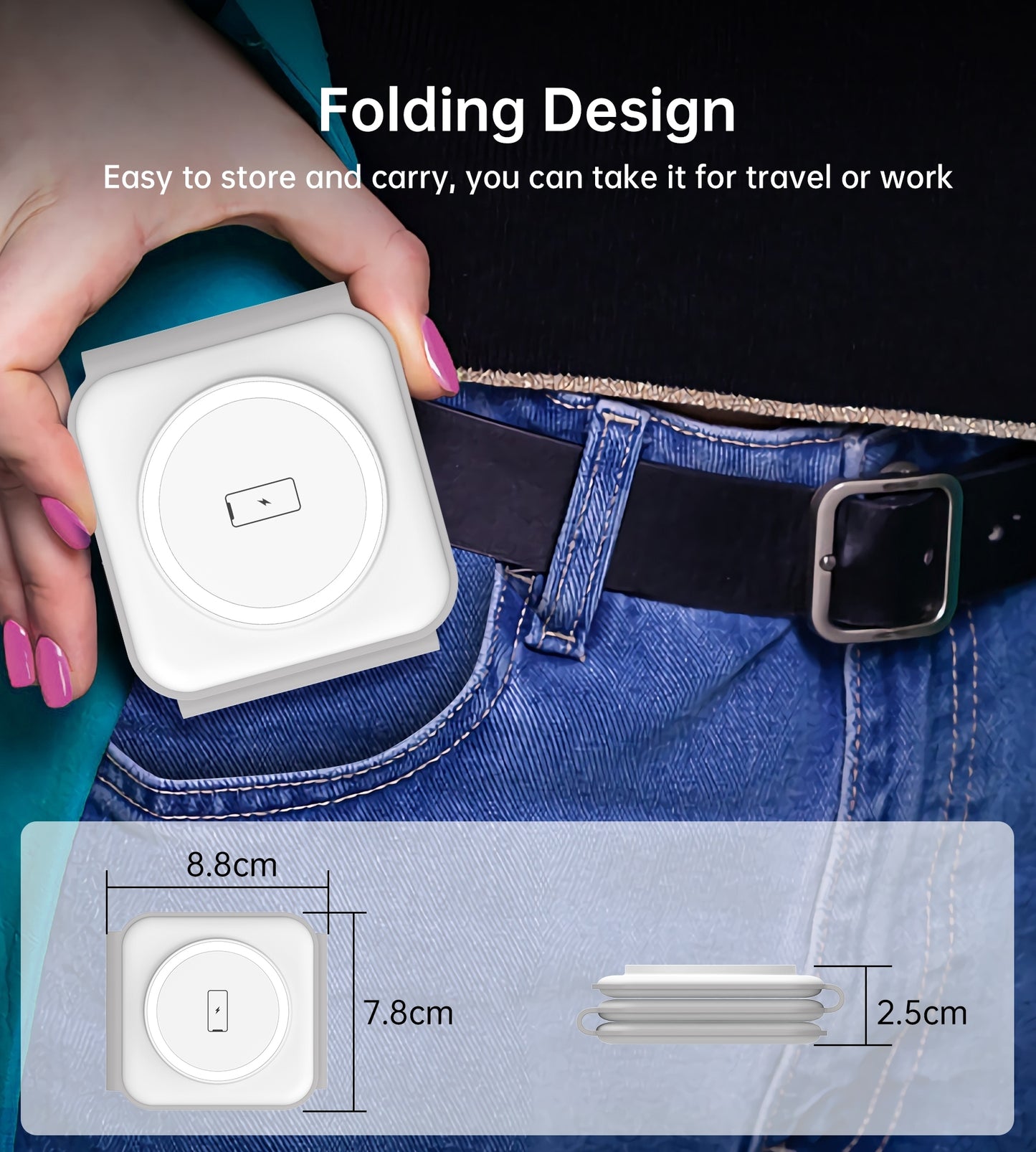 CHOETECH T588-F-WH 3-in-1 Foldable Fast Wireless Charger for Phone/Watch/Earphone V28-ELECHOT588FWH