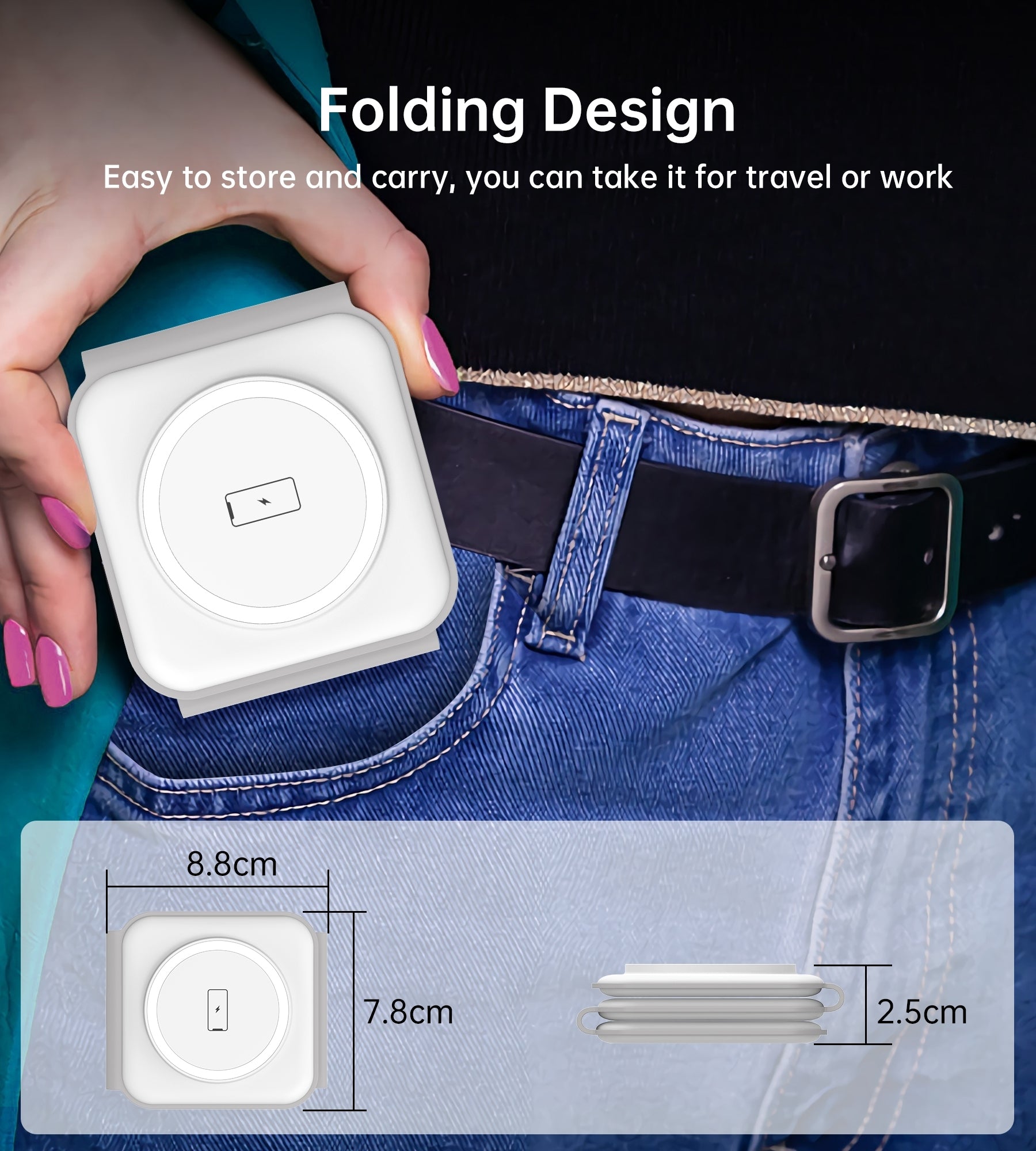 CHOETECH T588-F-WH 3-in-1 Foldable Fast Wireless Charger for Phone/Watch/Earphone V28-ELECHOT588FWH