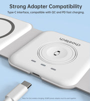CHOETECH T588-F-WH 3-in-1 Foldable Fast Wireless Charger for Phone/Watch/Earphone V28-ELECHOT588FWH