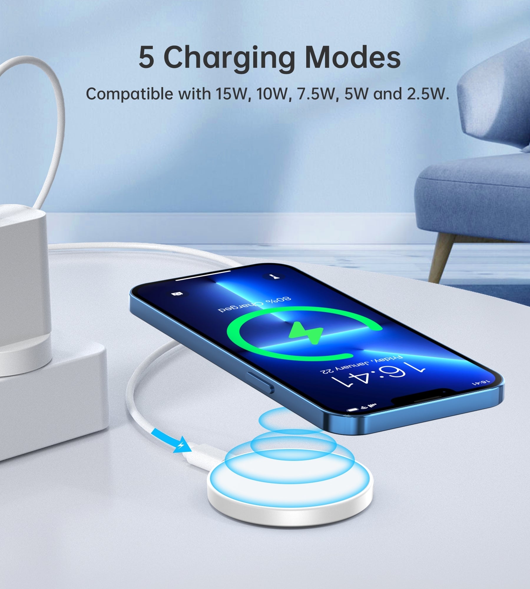 CHOETECH T603-F Ring Holder and Magnetic 15W Wireless Charger for Phone/airPod/iWatch V28-ELECHOT603F