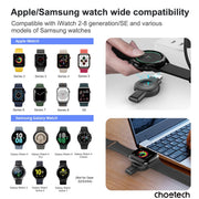 CHOETECH T606-F USB-A +USB-C Magnetic Charger for Samsung & Apple Watch V28-ELECHOT606F