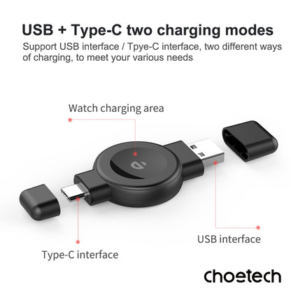 CHOETECH T606-F USB-A +USB-C Magnetic Charger for Samsung & Apple Watch V28-ELECHOT606F