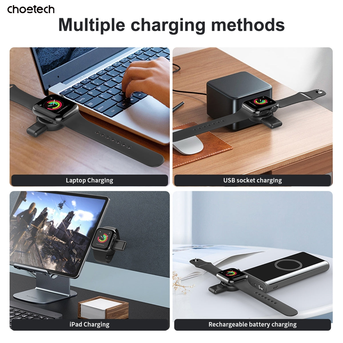 CHOETECH T606-F USB-A +USB-C Magnetic Charger for Samsung & Apple Watch V28-ELECHOT606F