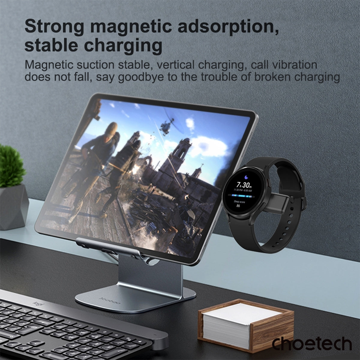 CHOETECH T606-F USB-A +USB-C Magnetic Charger for Samsung & Apple Watch V28-ELECHOT606F