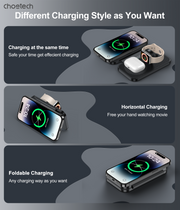 CHOETECH T616-F-BK 3in1 Magnetic Foldable Wireless Charger Black V28-ELECHOT616FBK