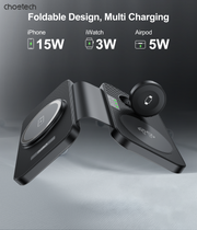 CHOETECH T616-F-BK 3in1 Magnetic Foldable Wireless Charger Black V28-ELECHOT616FBK