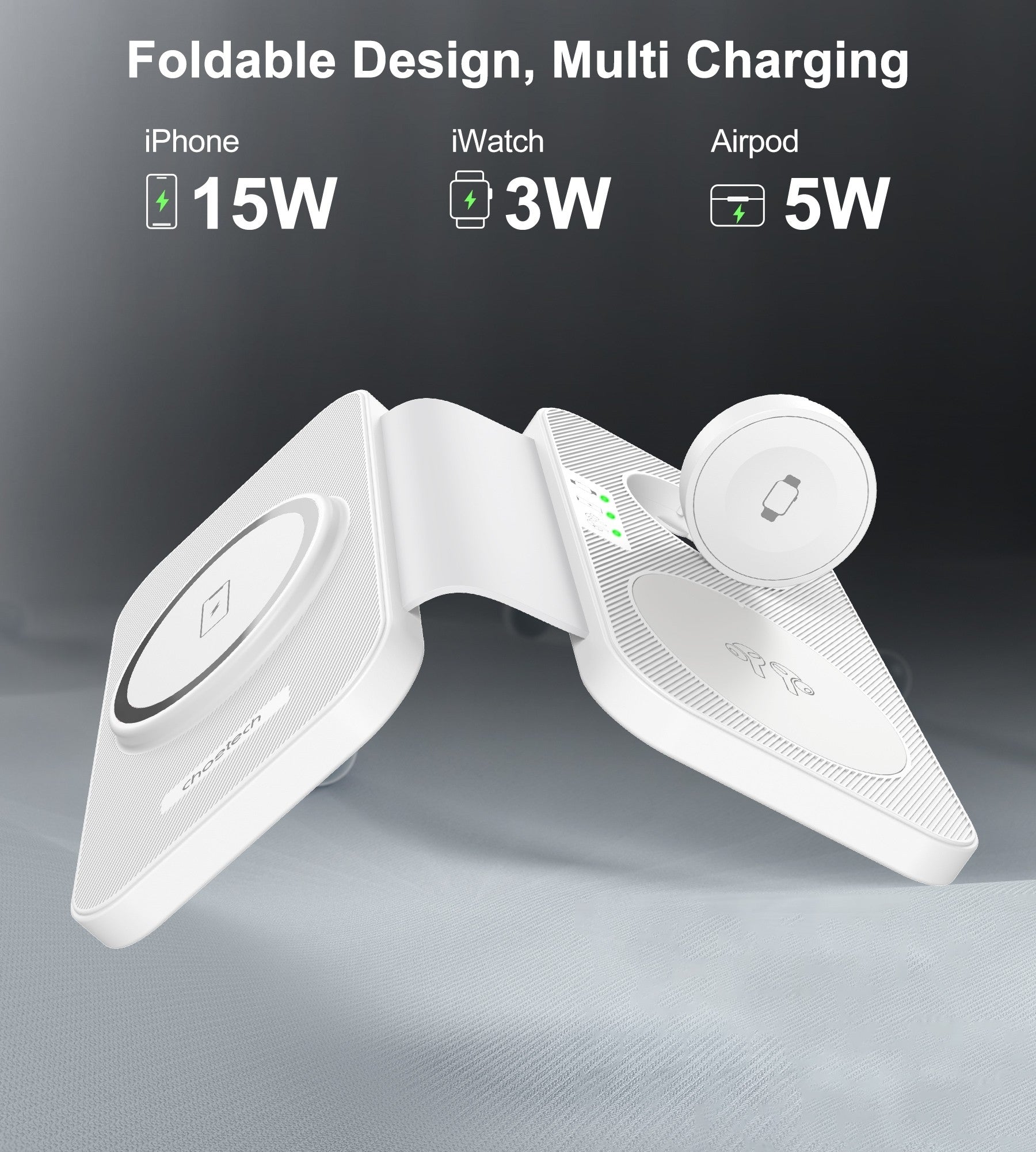 CHOETECH T616-F-WH 3in1 Magnetic Foldable Wireless Charger White V28-ELECHOT616FWH
