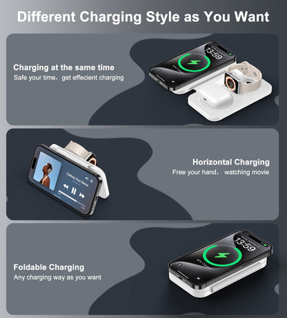CHOETECH T616-F-WH 3in1 Magnetic Foldable Wireless Charger White V28-ELECHOT616FWH