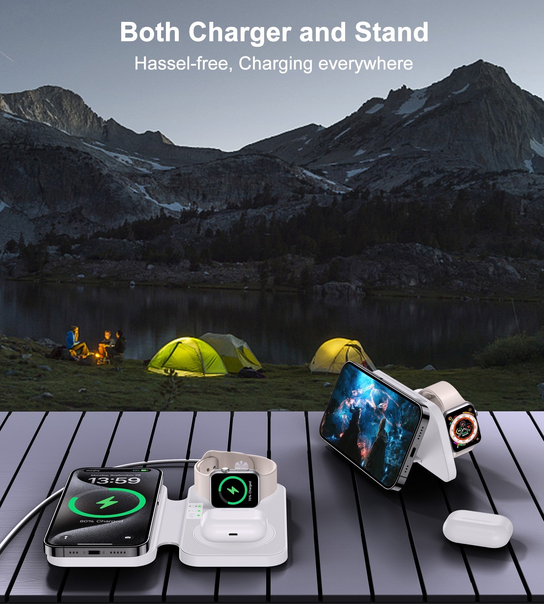 CHOETECH T616-F-WH 3in1 Magnetic Foldable Wireless Charger White V28-ELECHOT616FWH