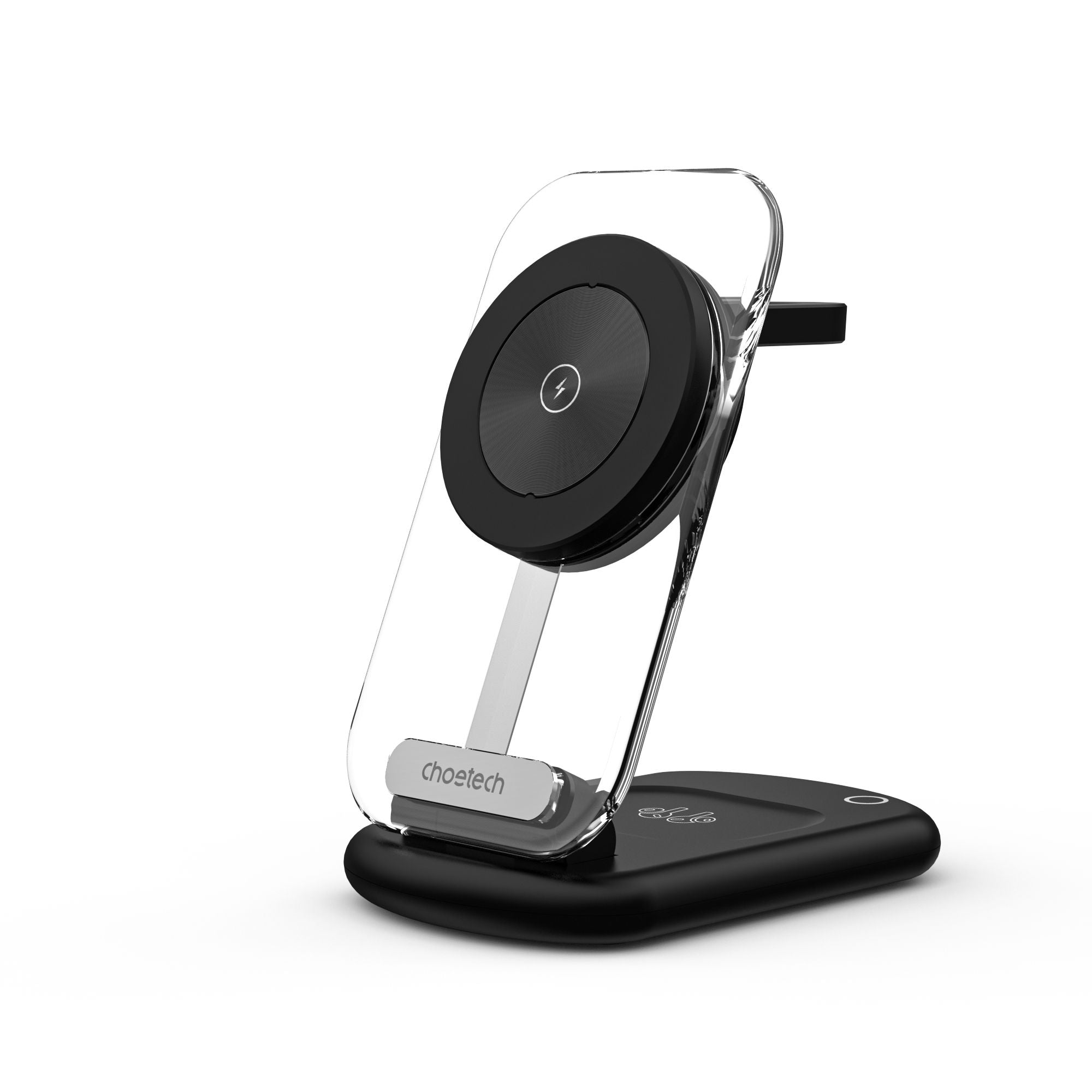 CHOETECH T618-F-BK 3-in-1 15W MagSafe Wireless fast Charger Stand for iPhone i-Watch AirPods w/ Ambient Light V28-ELECHOT618FBK