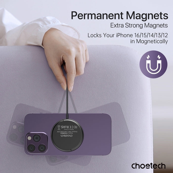 CHOETECH T697-F 15W/7.5W/5W magnetic charger for iPhone, Air Pods and more 1.5M Black V28-ELECHOT697F