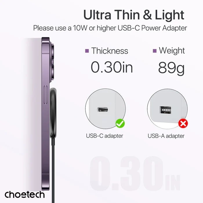 CHOETECH T697-F 15W/7.5W/5W magnetic charger for iPhone, Air Pods and more 1.5M Black V28-ELECHOT697F