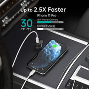 CHOETECH TC0008-BK Dual USB-C 36W Car Charger Adapter Black V28-ELECHOTC0008BK
