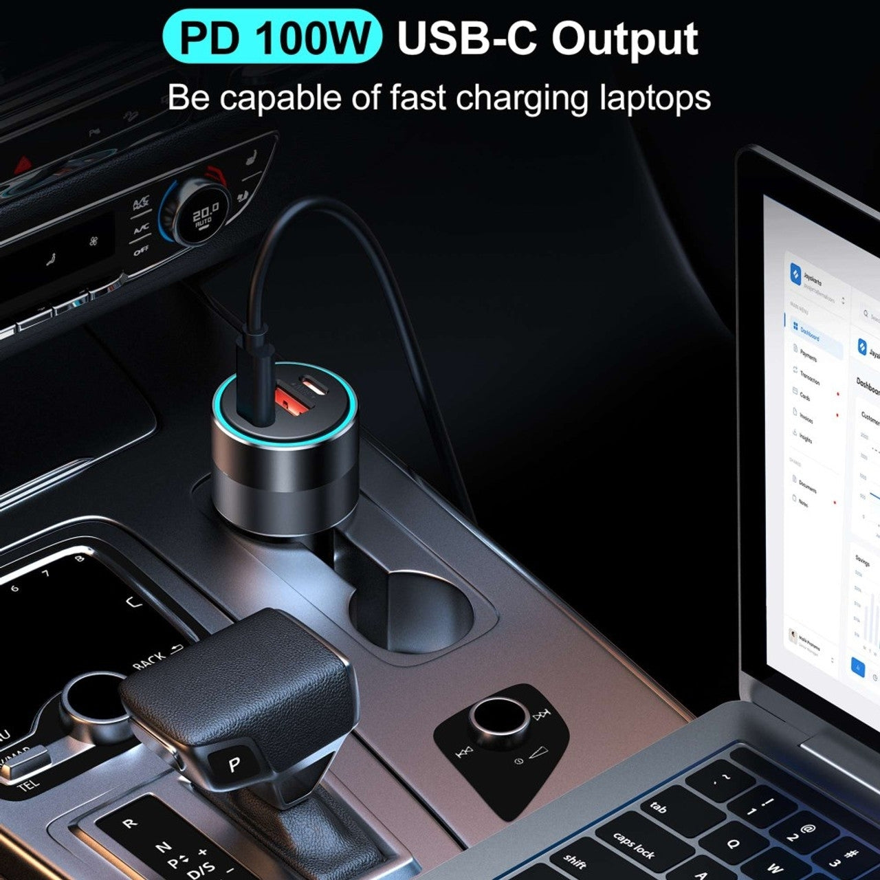 CHOETECH TC0011 130W 3 Ports (Dual USB-C Port PD3.0 + USB-A Port) Fast Car Charger V28-ELECHOTC0011