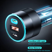 CHOETECH TC0011 130W 3 Ports (Dual USB-C Port PD3.0 + USB-A Port) Fast Car Charger V28-ELECHOTC0011