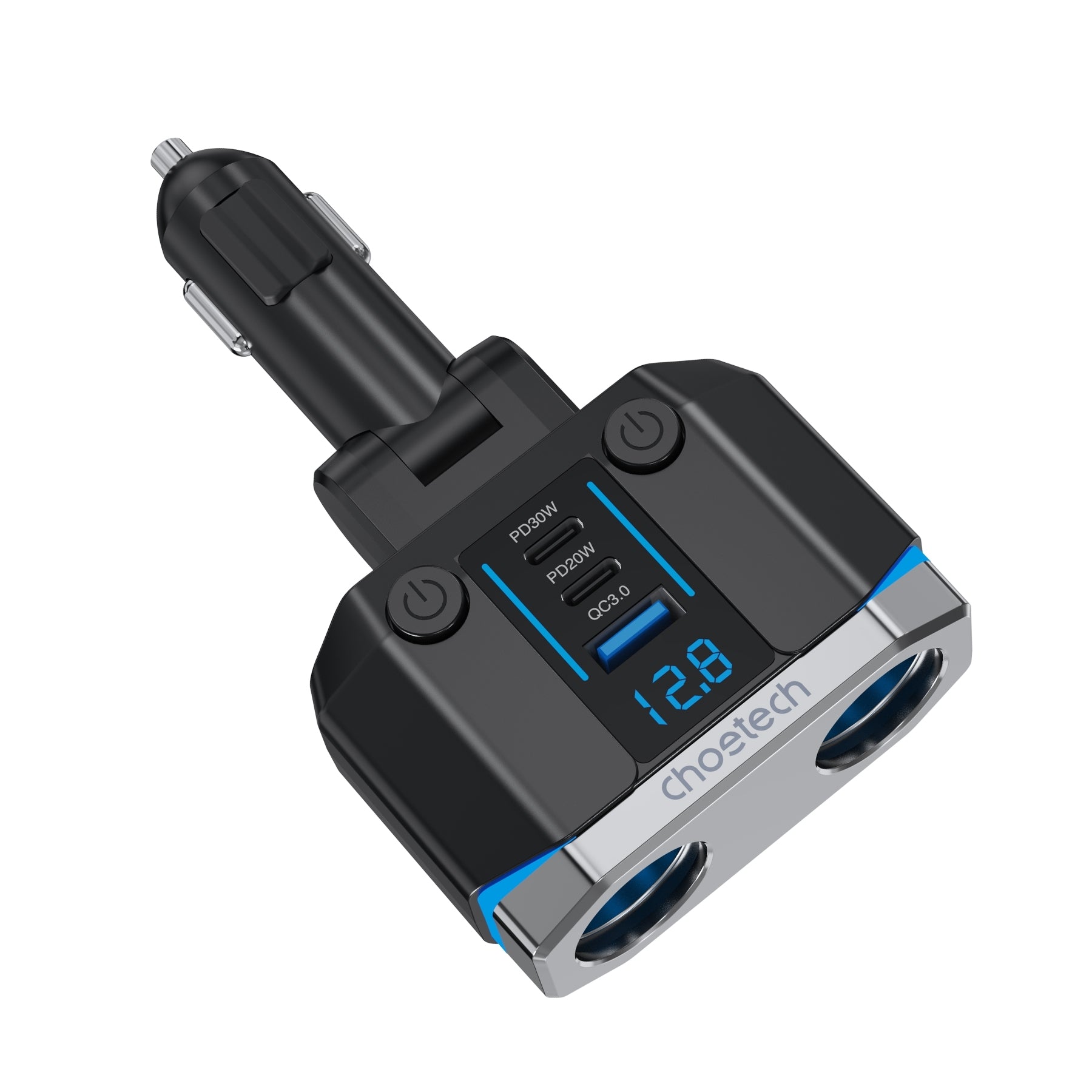 CHOETECH TC0020 45W 2 Sockets + 2x USB-C + 1x USB-A Cigarette Lighter Splitter V28-ELECHOTC0020