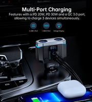 CHOETECH TC0020 45W 2 Sockets + 2x USB-C + 1x USB-A Cigarette Lighter Splitter V28-ELECHOTC0020
