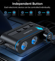 CHOETECH TC0021 3 Sockets 2C+1A Cigarette Lighter Splitter Black V28-ELECHOTC0021