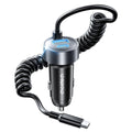 CHOETECH TC0030 65W 3-Port Fast Car Charger with 3.3ft Type-C Stretchable Cable V28-ELECHOTC0030