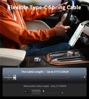 CHOETECH TC0030 65W 3-Port Fast Car Charger with 3.3ft Type-C Stretchable Cable V28-ELECHOTC0030