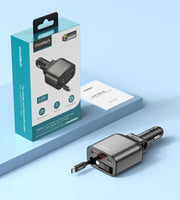 CHOETECH TC0033 105W USB-C+USB-A Fast car charger with Stretchable USB-C + Lightning cables V28-ELECHOTC0033