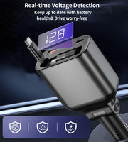 CHOETECH TC0033 105W USB-C+USB-A Fast car charger with Stretchable USB-C + Lightning cables V28-ELECHOTC0033