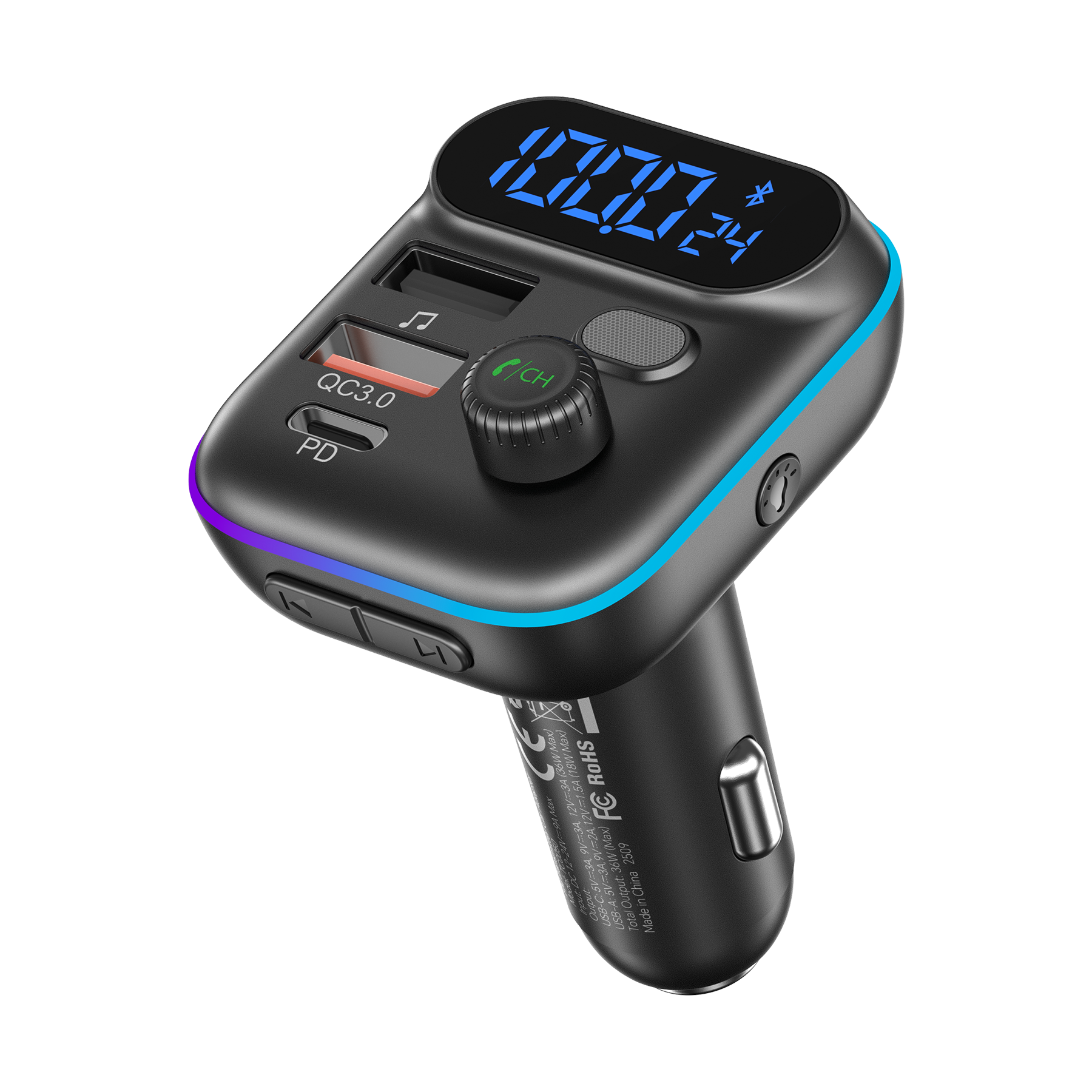 Choetech TC0050 PD36W Bluetooth FM Car Transmitter Charger V28-ELECHOTC0050