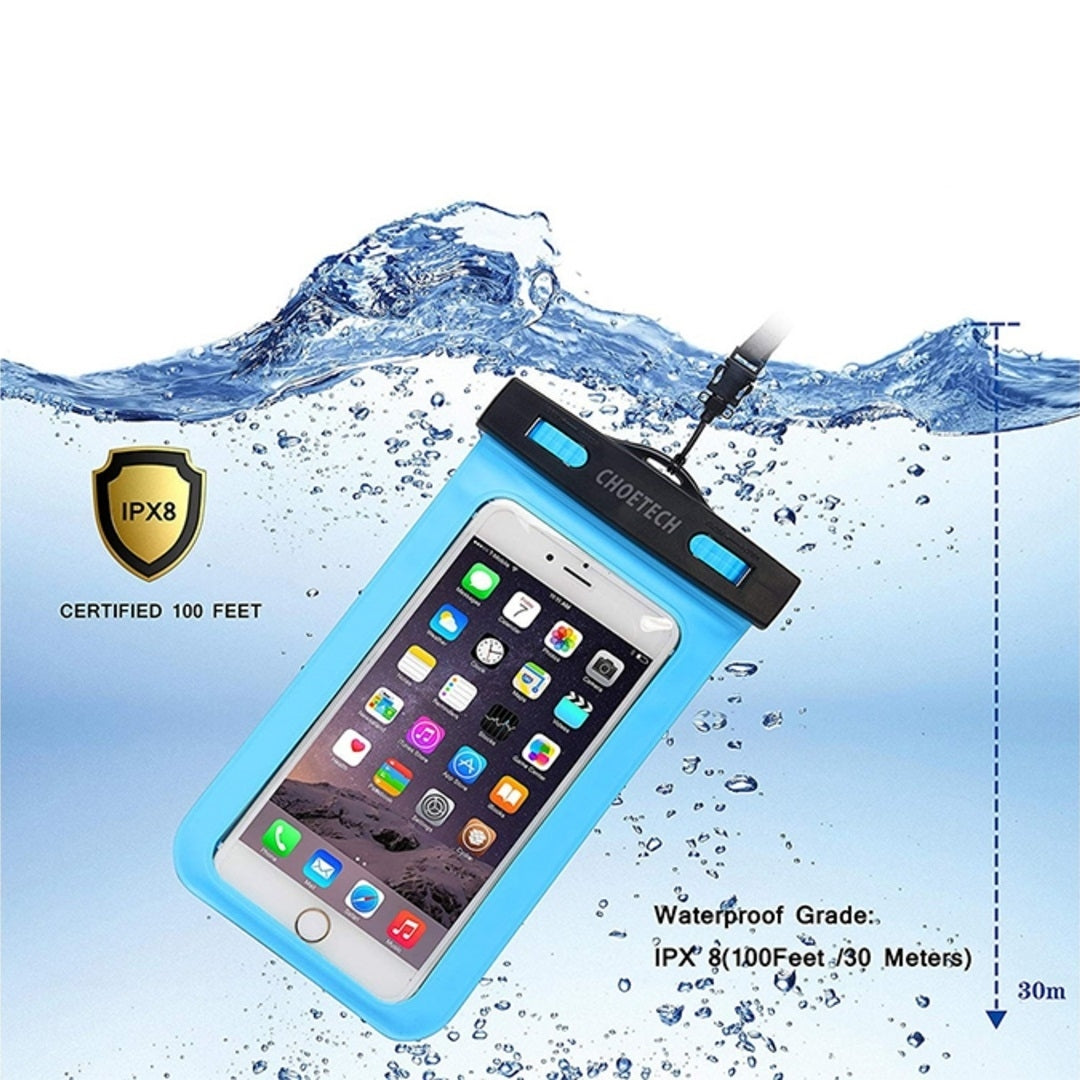 CHOETECH WPC007-BE Universal WaterProof Cell Phone Pouch bag up to 8-inch (Blue) V28-ELECHOWPC007BE