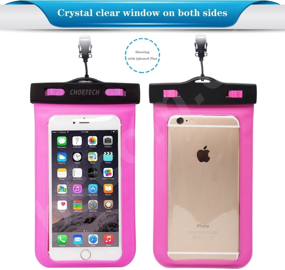 CHOETECH WPC007-PK Universal WaterProof Cell Phone Pouch bag up to 8-inch (Pink) V28-ELECHOWPC007PK