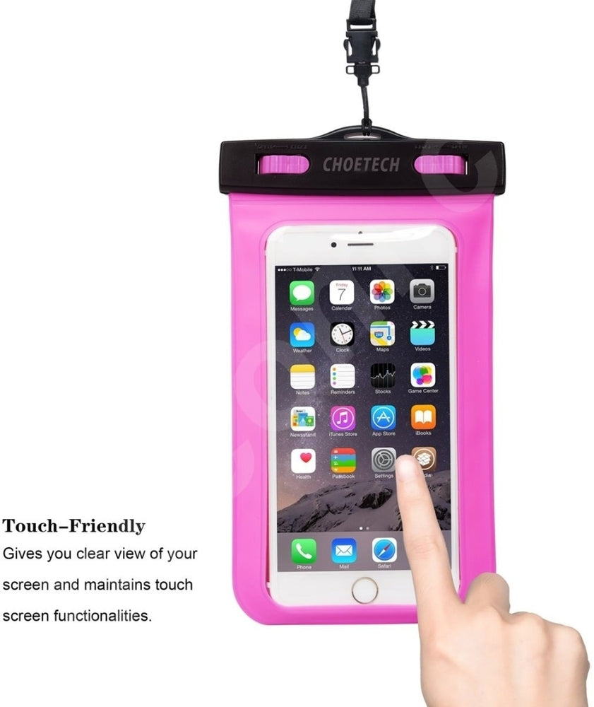 CHOETECH WPC007-PK Universal WaterProof Cell Phone Pouch bag up to 8-inch (Pink) V28-ELECHOWPC007PK