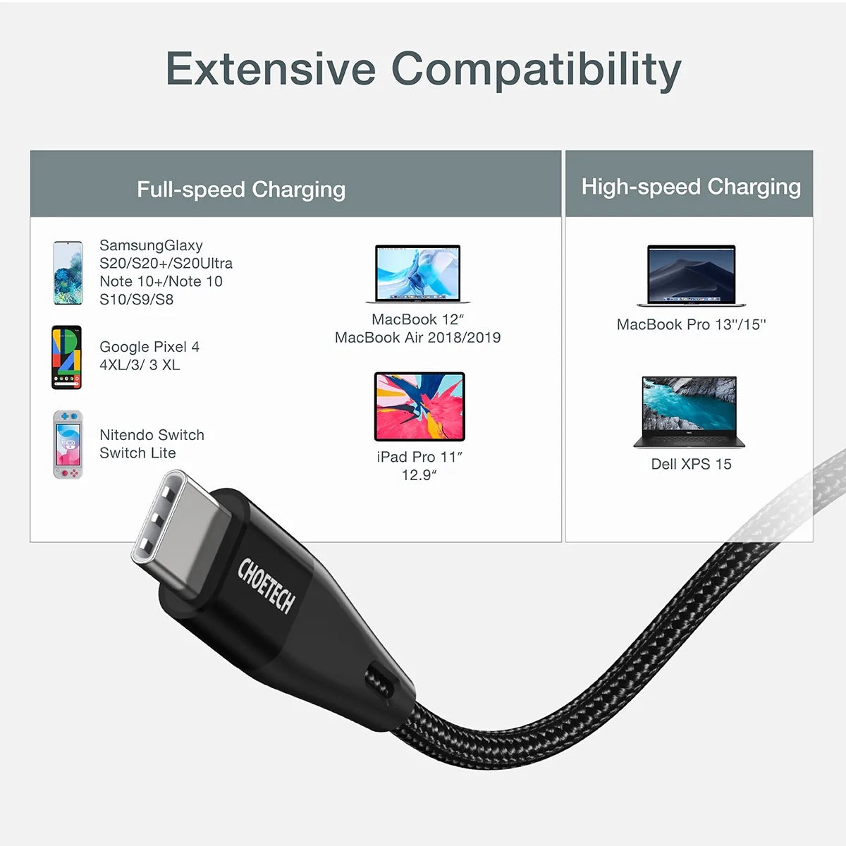 CHOETECH XCC-1003 USB-C To USB-C Cable 1.2M V28-ELECHOXCC1003