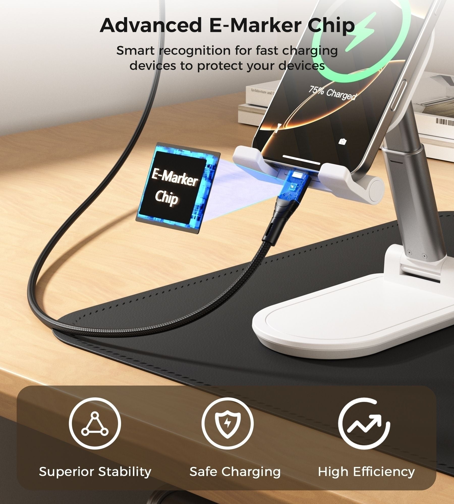 CHOETECH XCC-1008 USB-C-C PD100W M to M Fast charging Cable 1M Black V28-ELECHOXCC1008