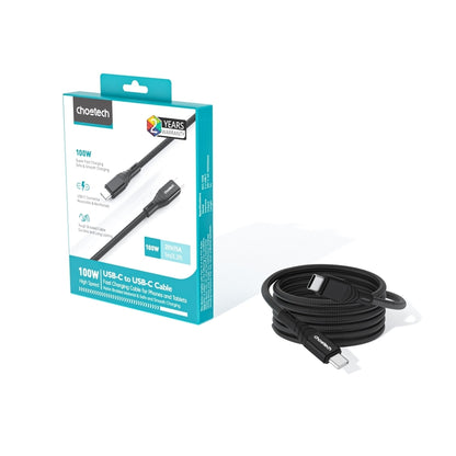 CHOETECH XCC-1008 USB-C-C PD100W M to M Fast charging Cable 1M Black V28-ELECHOXCC1008