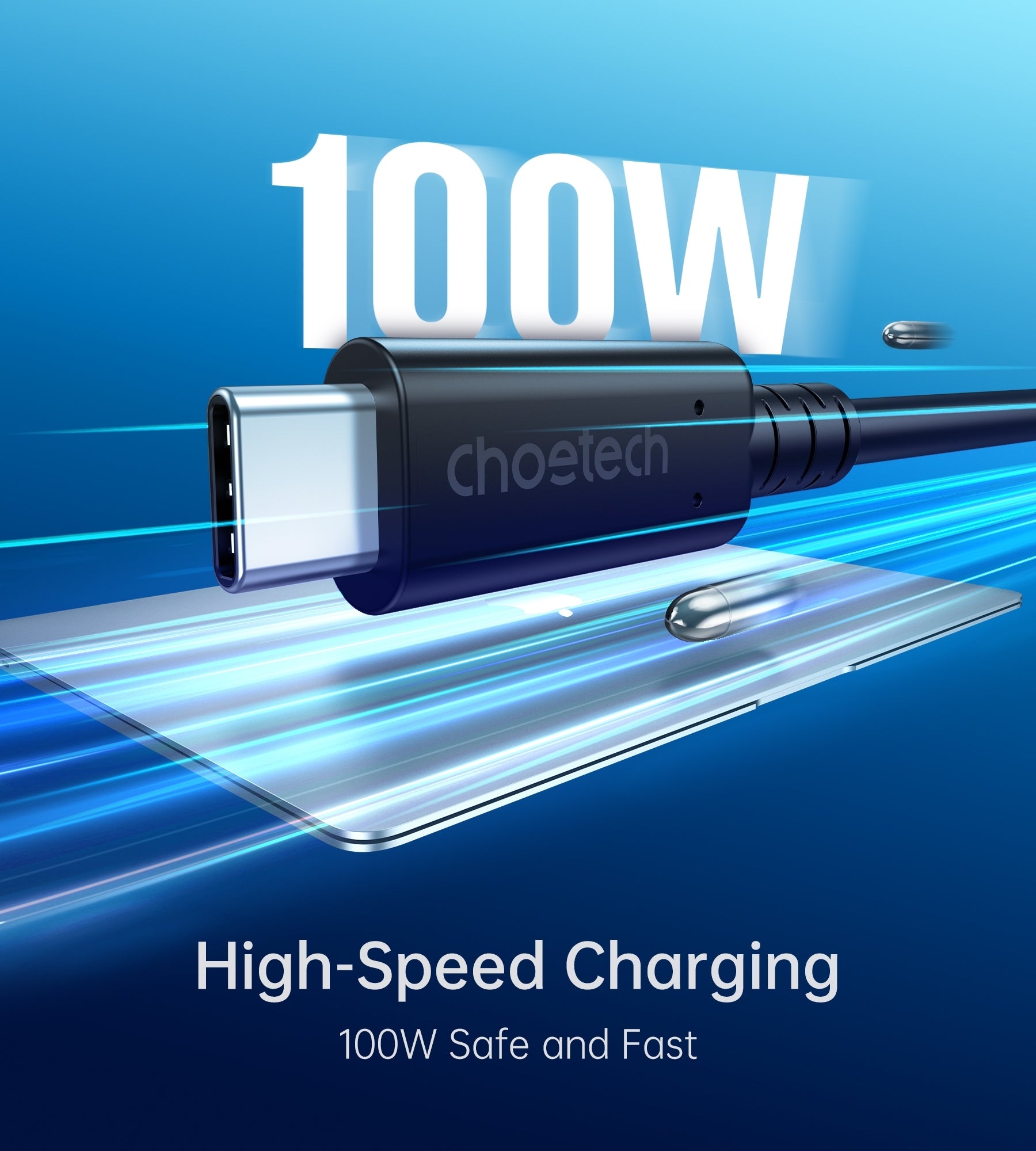CHOETECH XCC-1028 USB-C To USB-C 100W USB 4.0 Gen 3 Cable 0.8M V28-ELECHOXCC1028
