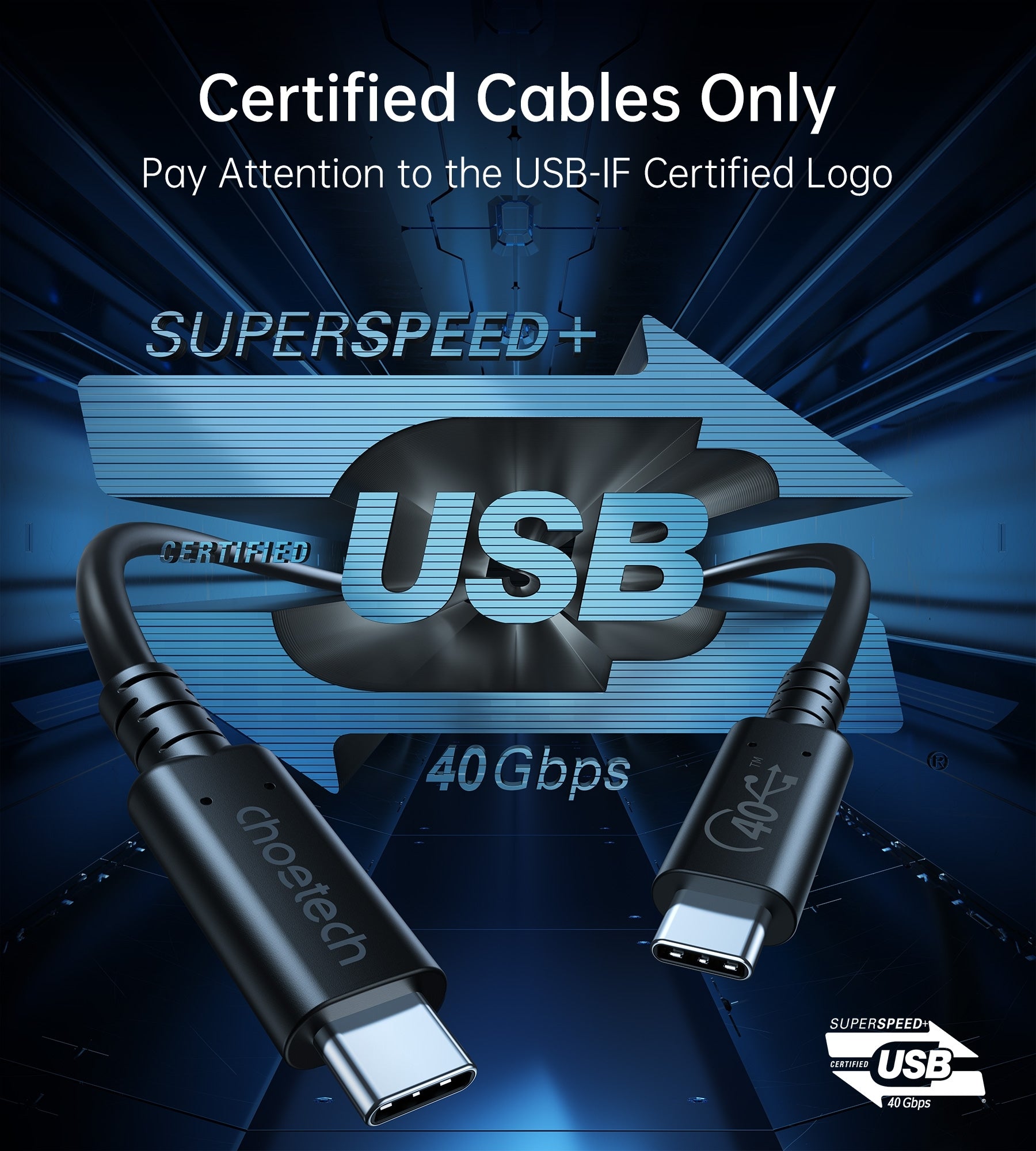 CHOETECH XCC-1028 USB-C To USB-C 100W USB 4.0 Gen 3 Cable 0.8M V28-ELECHOXCC1028